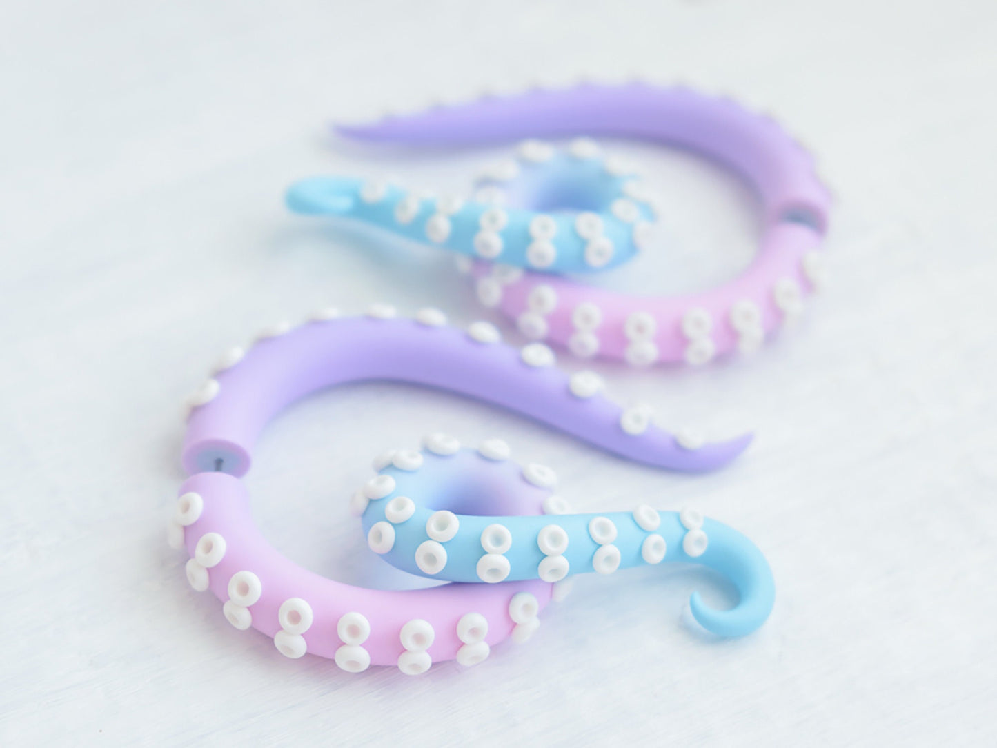 Pastel Goth Fake Gauges, Kawaii Octopus Tentacle Earrings