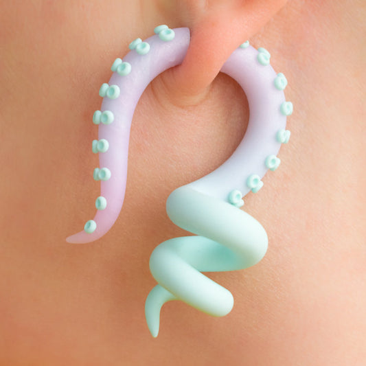 Pastel Kawaii Jewelry, Octopus Tentacle Earrings, Fairy Kei Accessories