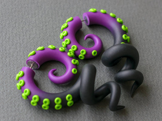 Ursula Sea Witch Earrings, Octopus Tentacle Jewelry, Handcrafted Cosplay Costume Accessories