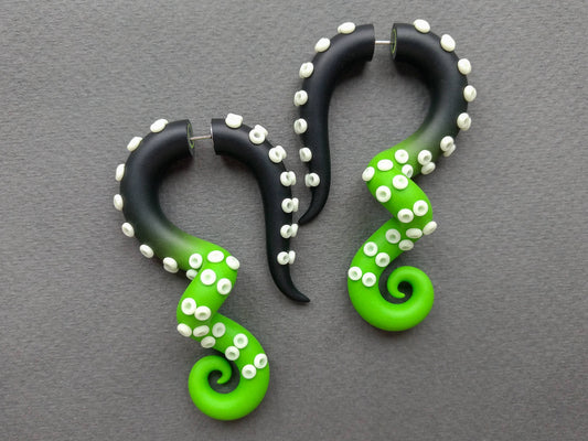 Octopus Tentacle Earrings with Glow in the Dark suction cups