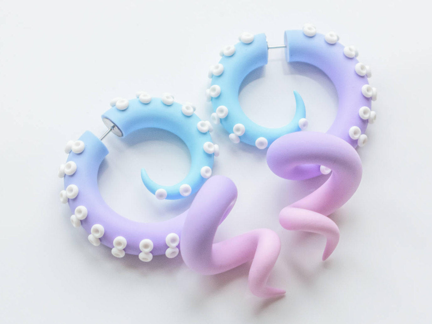 Pastel Goth Tentacle Earrings, Kawaii Fake Gauges, Anime Cosplay Jewelry