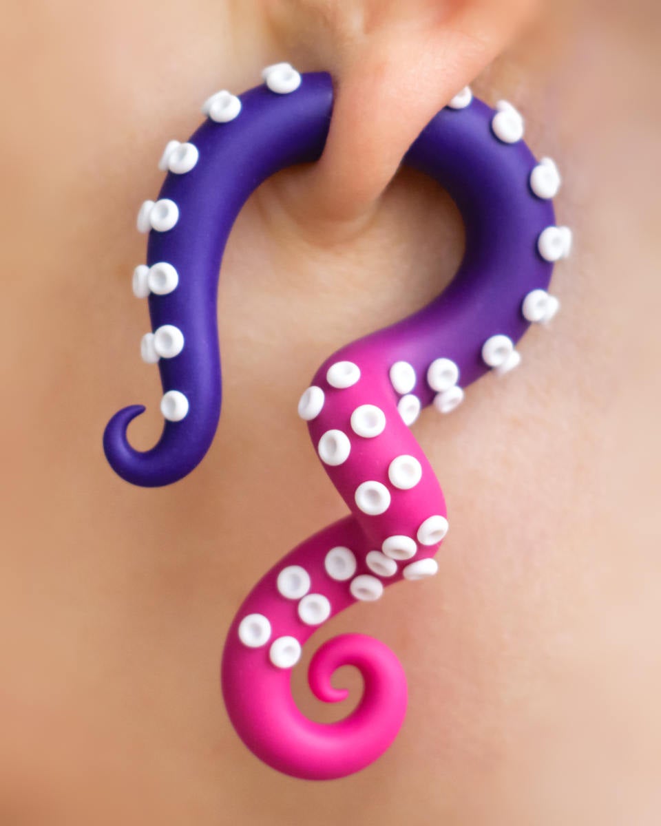 Ursula Fake Gauges, Mermaid Cosplay Jewelry, Unique Tentacle Earrings