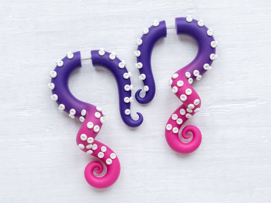 Ursula Fake Gauges, Mermaid Cosplay Jewelry, Unique Tentacle Earrings