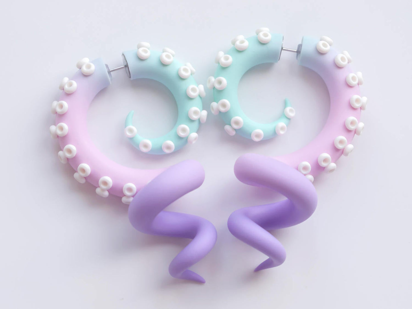 Pastel Kawaii Accessories, Octopus Tentacle Earrings, Anime Fake Gauges