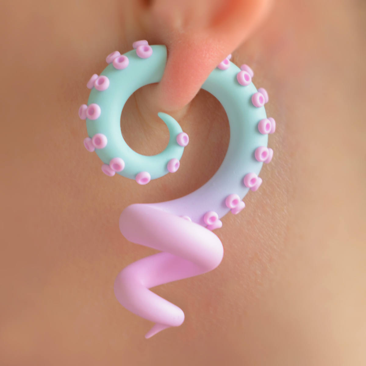 Pastel Kawaii Accessories, Octopus Tentacle Earrings, Unique Fairy Kei Jewelry