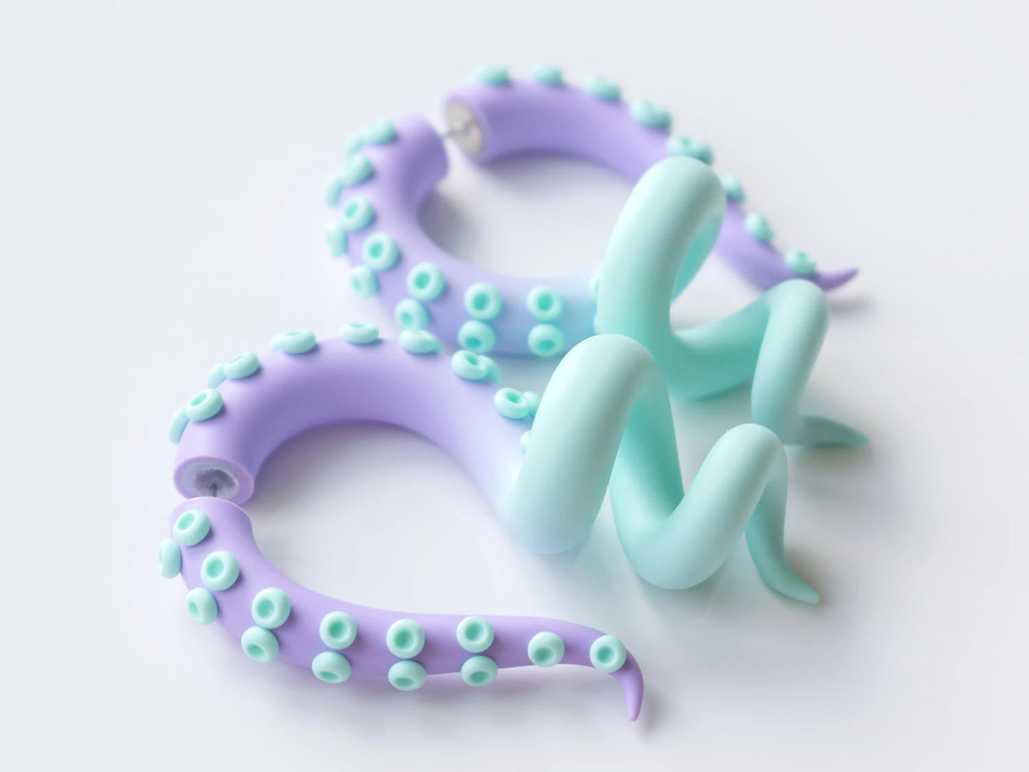 Pastel Goth Polymer Clay Jewelry, Anime Fake Plugs, Kawaii Tentacle Earrings