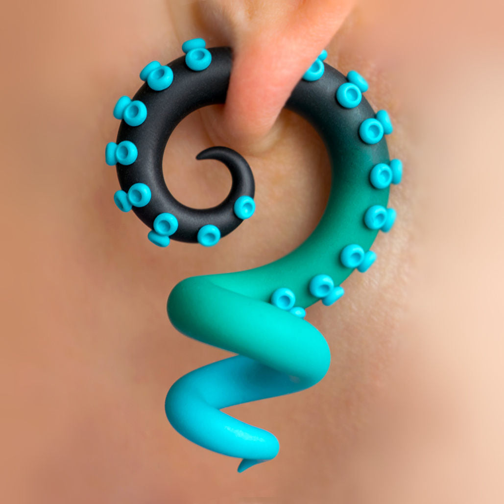 Unique Mermaid Earrings, Pirate Fake Gauges, Handmade Tentacle Earrings