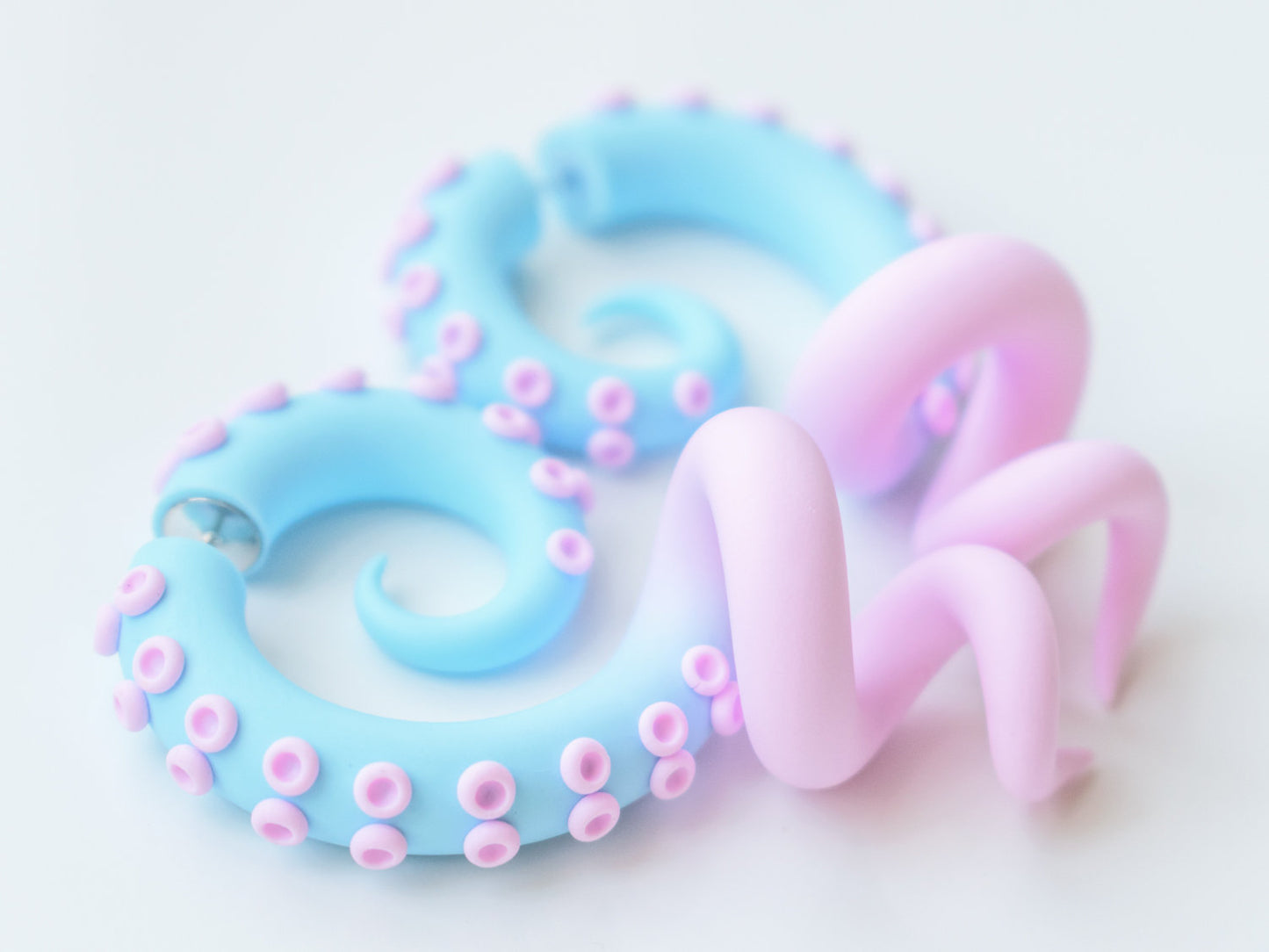 Pastel Kawaii Accessories, Octopus Tentacle Earrings, Fairy Kei Jewelry