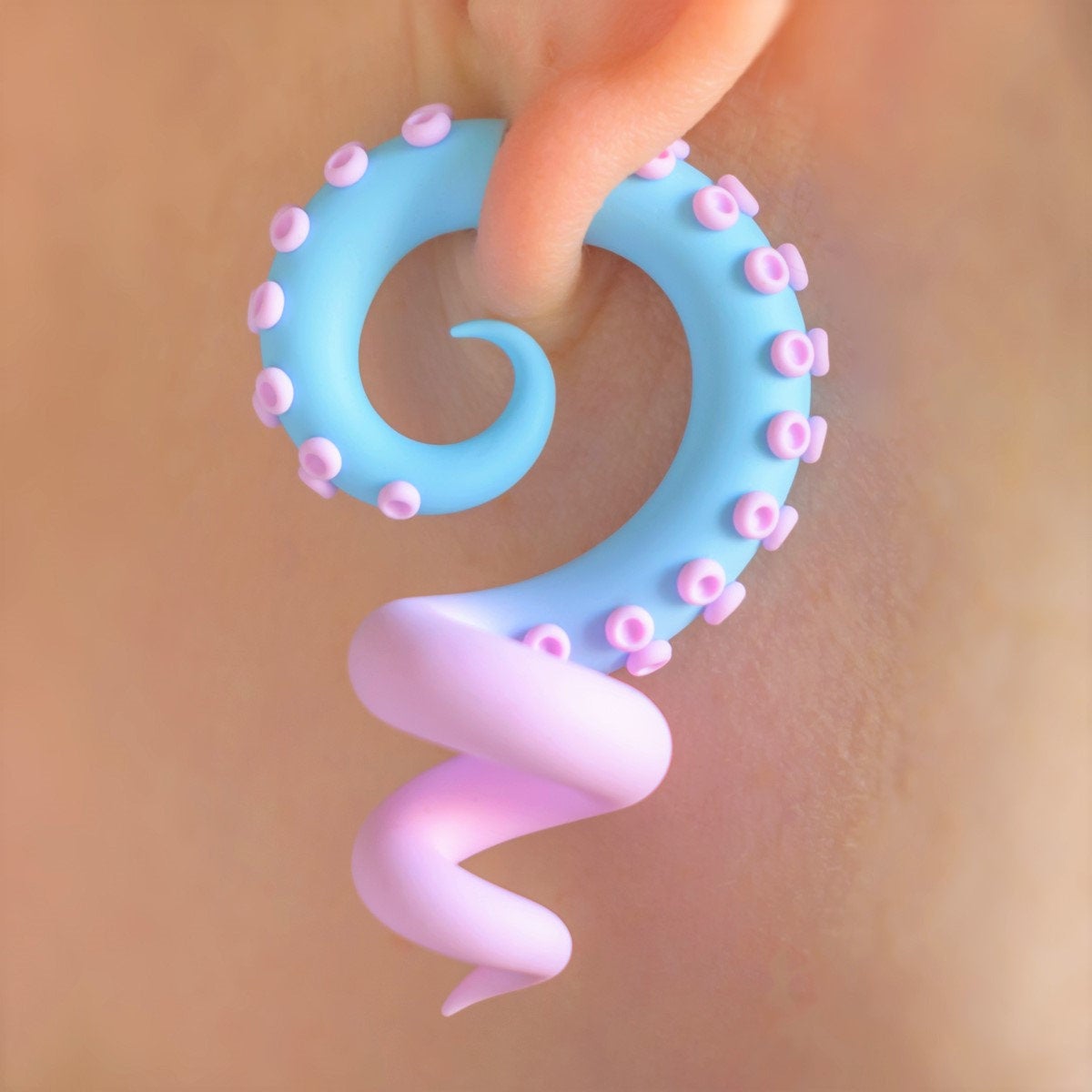 Pastel Kawaii Accessories, Octopus Tentacle Earrings, Fairy Kei Jewelry