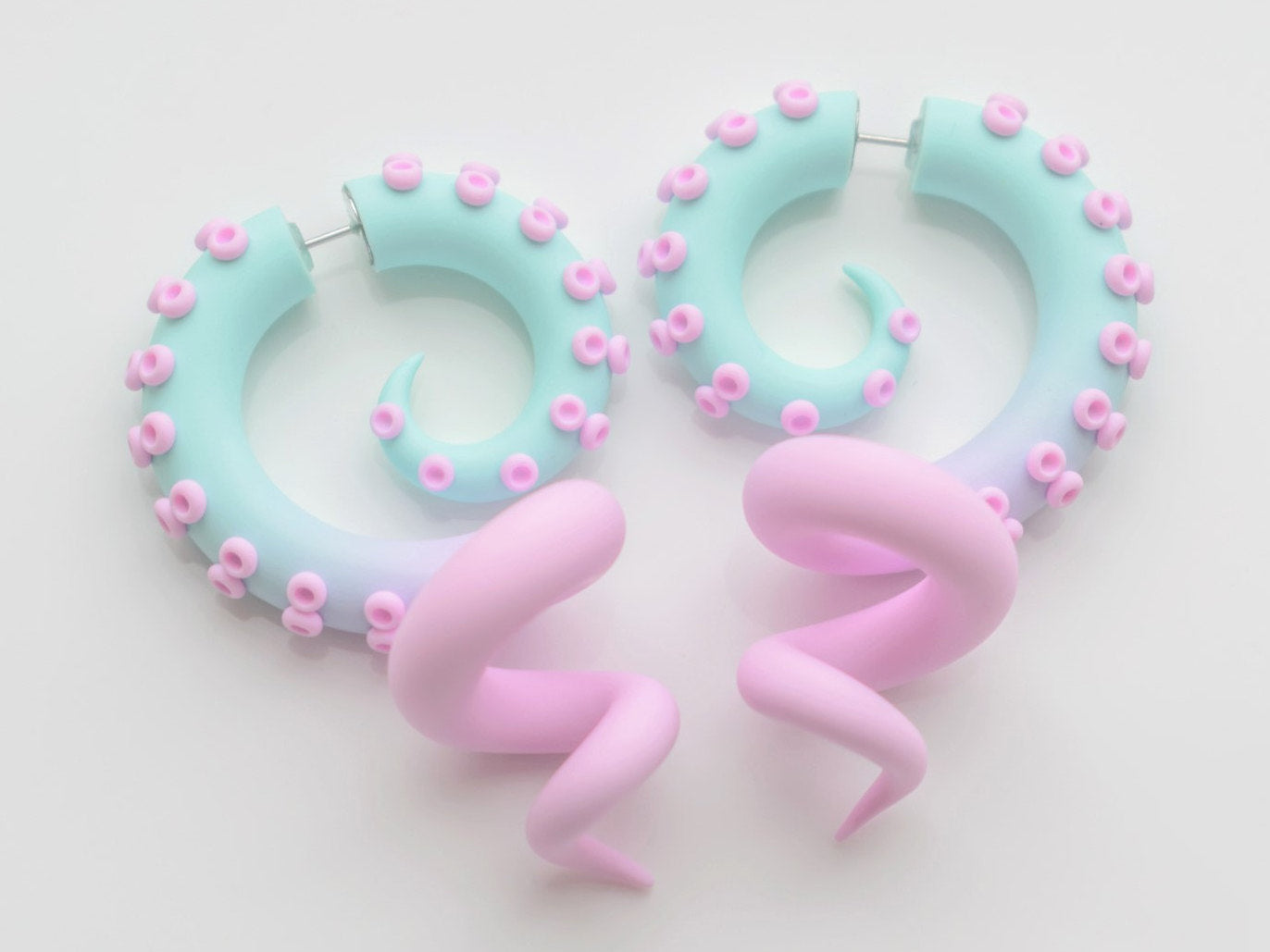 Pastel Kawaii Accessories, Octopus Tentacle Earrings, Unique Fairy Kei Jewelry