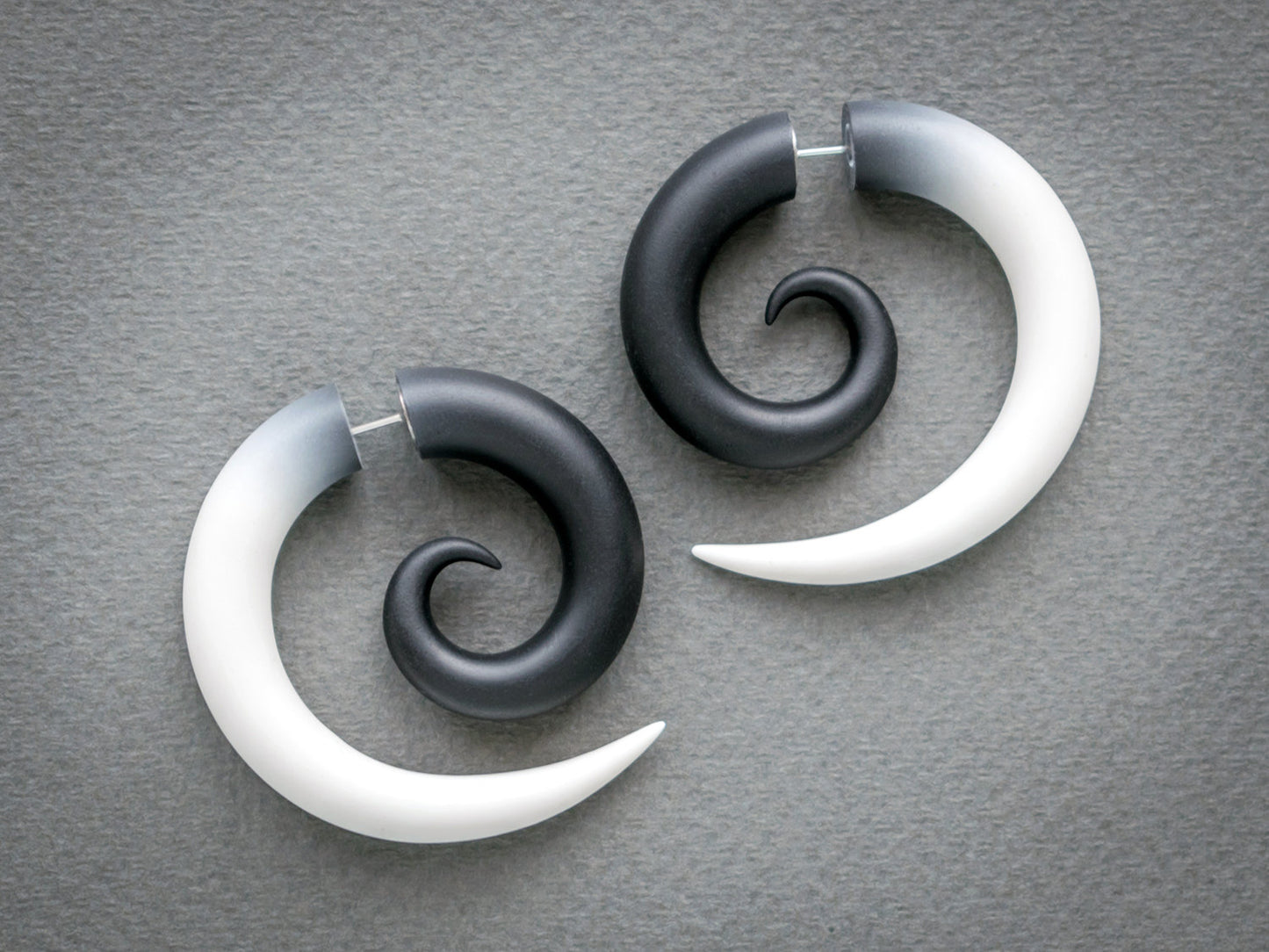 Fake Gauge Earrings, Cosplay Costume Accessories, Black White Halloween Jewelry