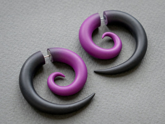 Ursula Spiral Earrings, Cosplay Costume Jewelry, Handcrafted Fake Gauges