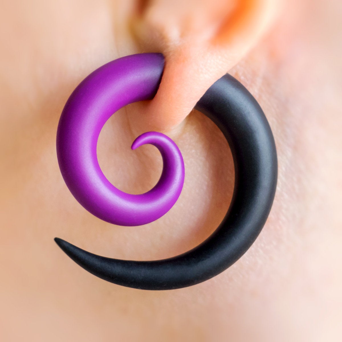 Ursula Spiral Earrings, Cosplay Costume Jewelry, Handcrafted Fake Gauges