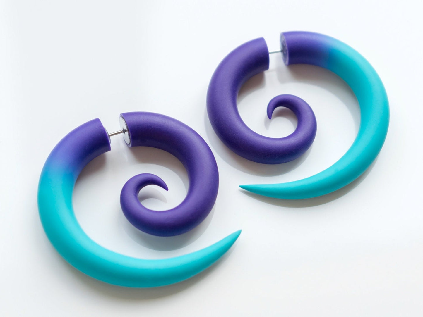 Mermaid Costume Jewelry, Cosplay Fake Gauges, Handmade Spiral Earrings