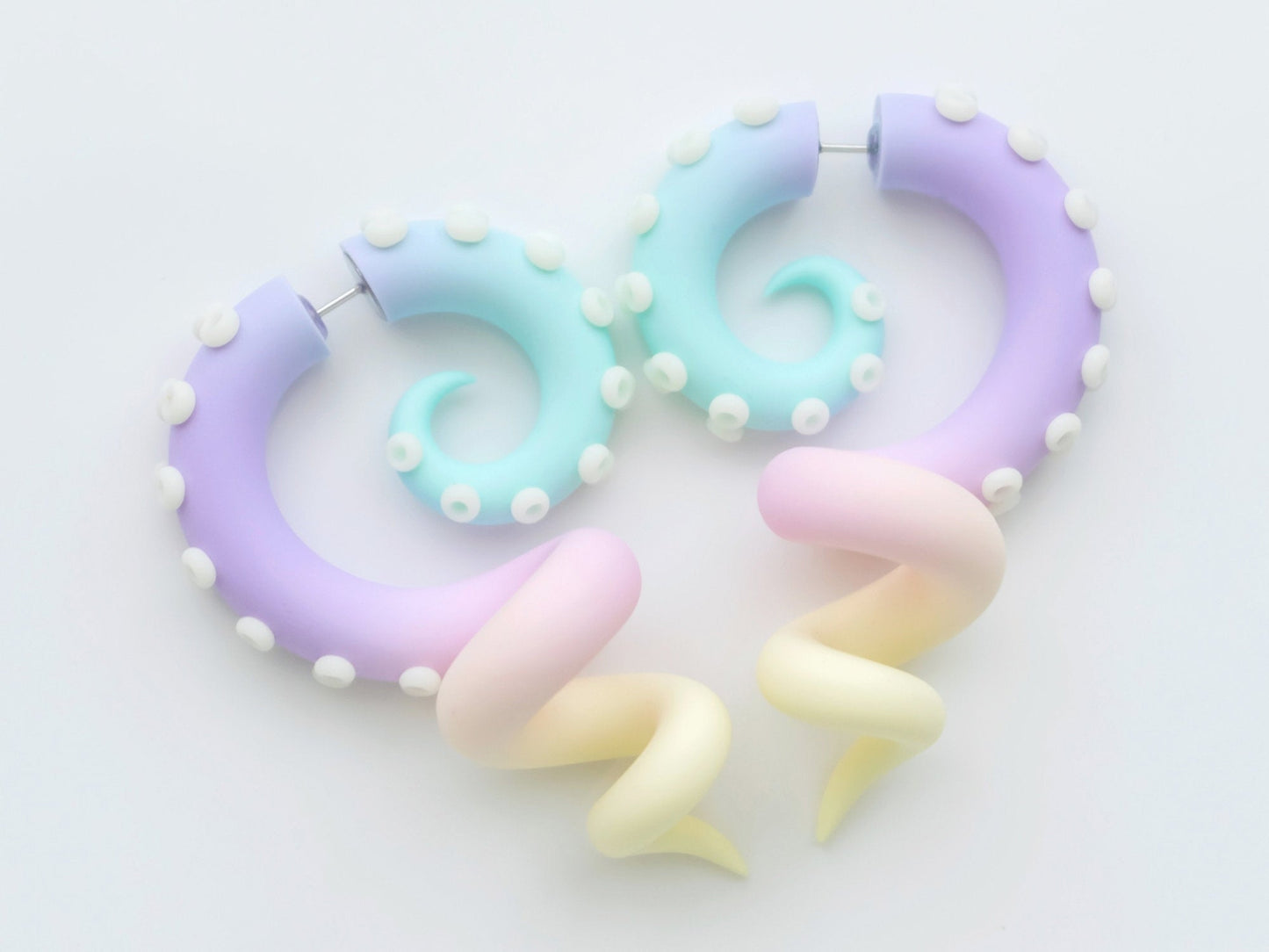 Pastel Octopus Earrings, Fairy Kei Tentacle Earrings with Glow in the Dark suction cups