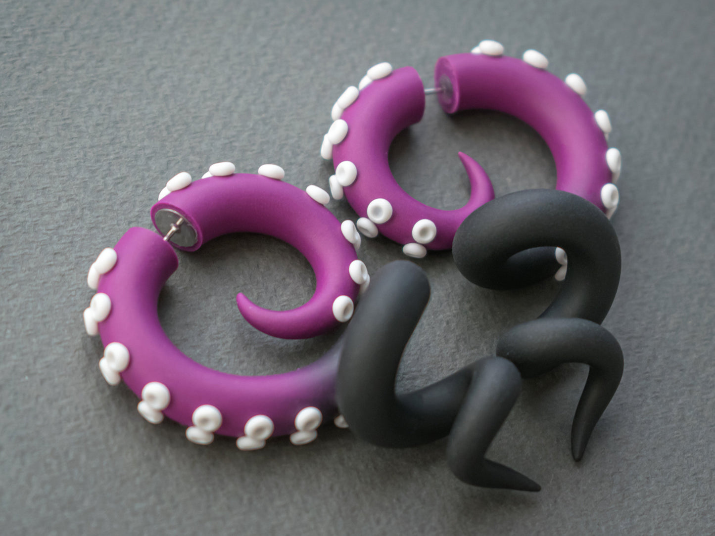 Ursula Tentacle Earrings, Sea Witch Cosplay Costume Jewelry, Handmade Polymer Clay Earrings